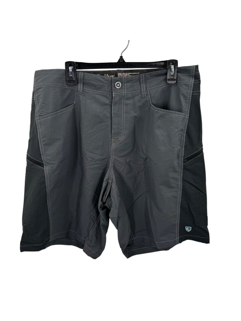 Kuhl Mens Grey Performance Shorts Size 36 Ripstop Nylon With Stretch Panels